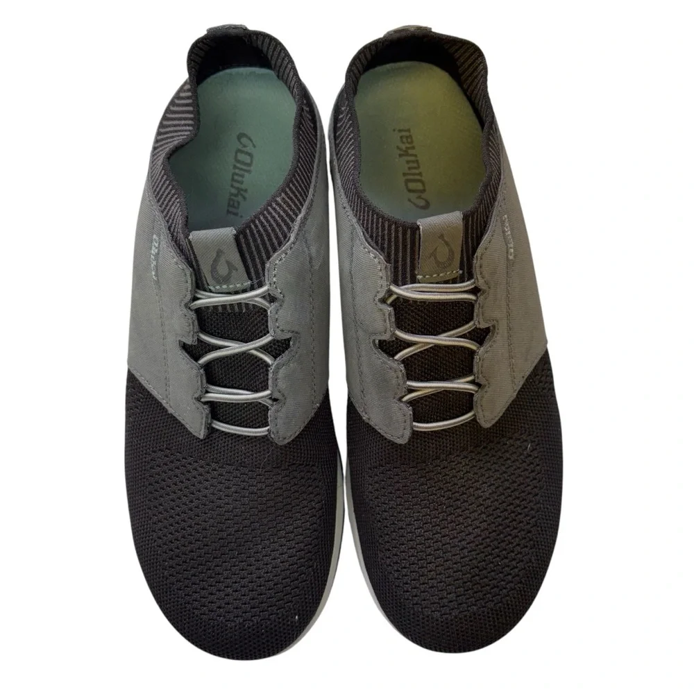 OluKai Makia Ulana Sneakers Mesh Breathable Lightweight Grey Black Mens Size 9